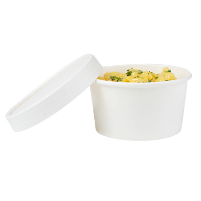 Coppetta Round White Paper To Go Cup Lid - Fits 8 oz - 50 count box
