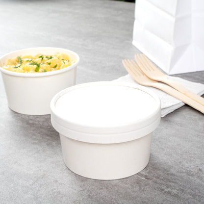 Coppetta Round White Paper To Go Cup Lid - Fits 8 oz - 50 count box