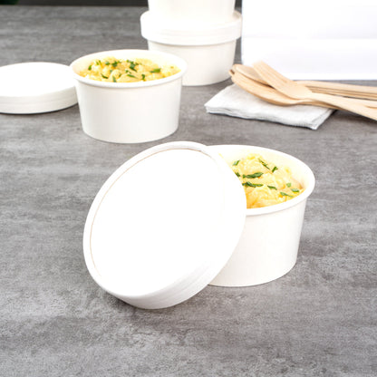 Coppetta Round White Paper To Go Cup Lid - Fits 8 oz - 50 count box