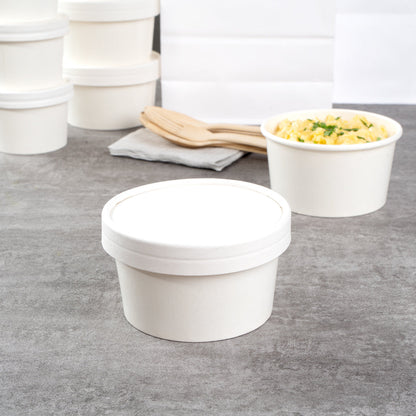 Coppetta Round White Paper To Go Cup Lid - Fits 8 oz - 50 count box