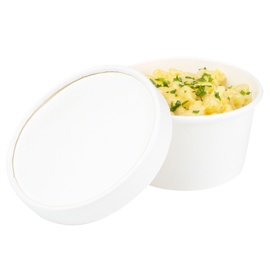 Coppetta Round White Paper To Go Cup Lid - Fits 8 oz - 200 count box
