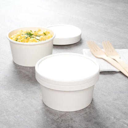 Coppetta Round White Paper To Go Cup Lid - Fits 8 oz - 200 count box