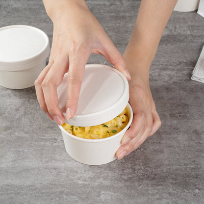 Coppetta Round White Paper To Go Cup Lid - Fits 8 oz - 200 count box