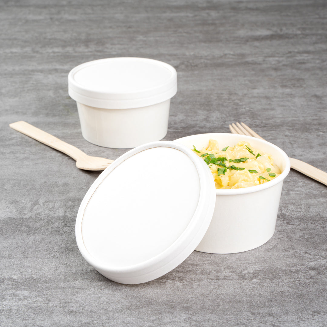 Coppetta Round White Paper To Go Cup Lid - Fits 8 oz - 200 count box
