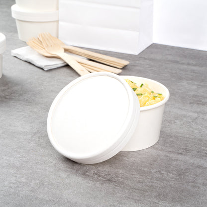 Coppetta Round White Paper To Go Cup Lid - Fits 8 oz - 200 count box