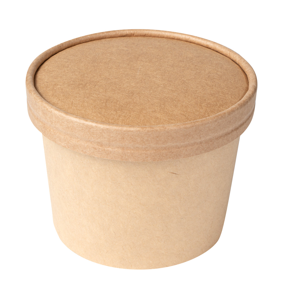 Coppetta Round Kraft Paper To Go Cup Lid - Fits 12 oz - 4" x 4" x 1/2" - 50 count box