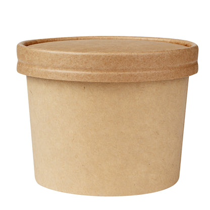 Coppetta Round Kraft Paper To Go Cup Lid - Fits 12 oz - 4" x 4" x 1/2" - 50 count box