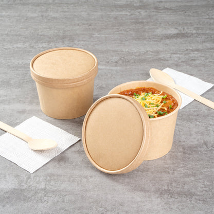 Coppetta Round Kraft Paper To Go Cup Lid - Fits 12 oz - 4" x 4" x 1/2" - 50 count box