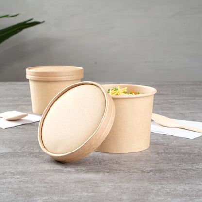 Coppetta Round Kraft Paper To Go Cup Lid - Fits 12 oz - 4" x 4" x 1/2" - 50 count box