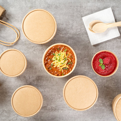 Coppetta Round Kraft Paper To Go Cup Lid - Fits 12 oz - 4" x 4" x 1/2" - 50 count box