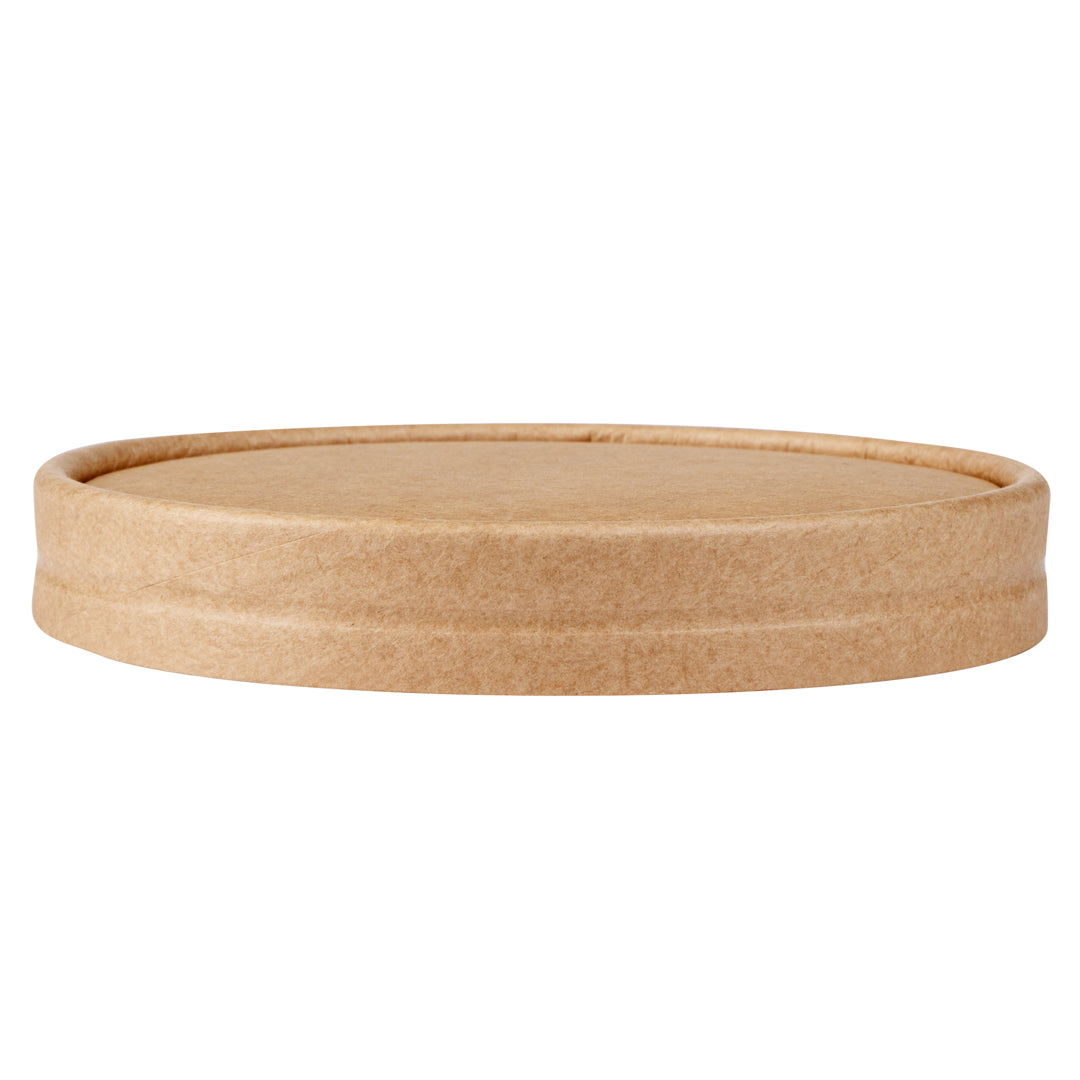 Coppetta Round Kraft Paper To Go Cup Lid - Fits 12 oz - 4" x 4" x 1/2" - 200 count box