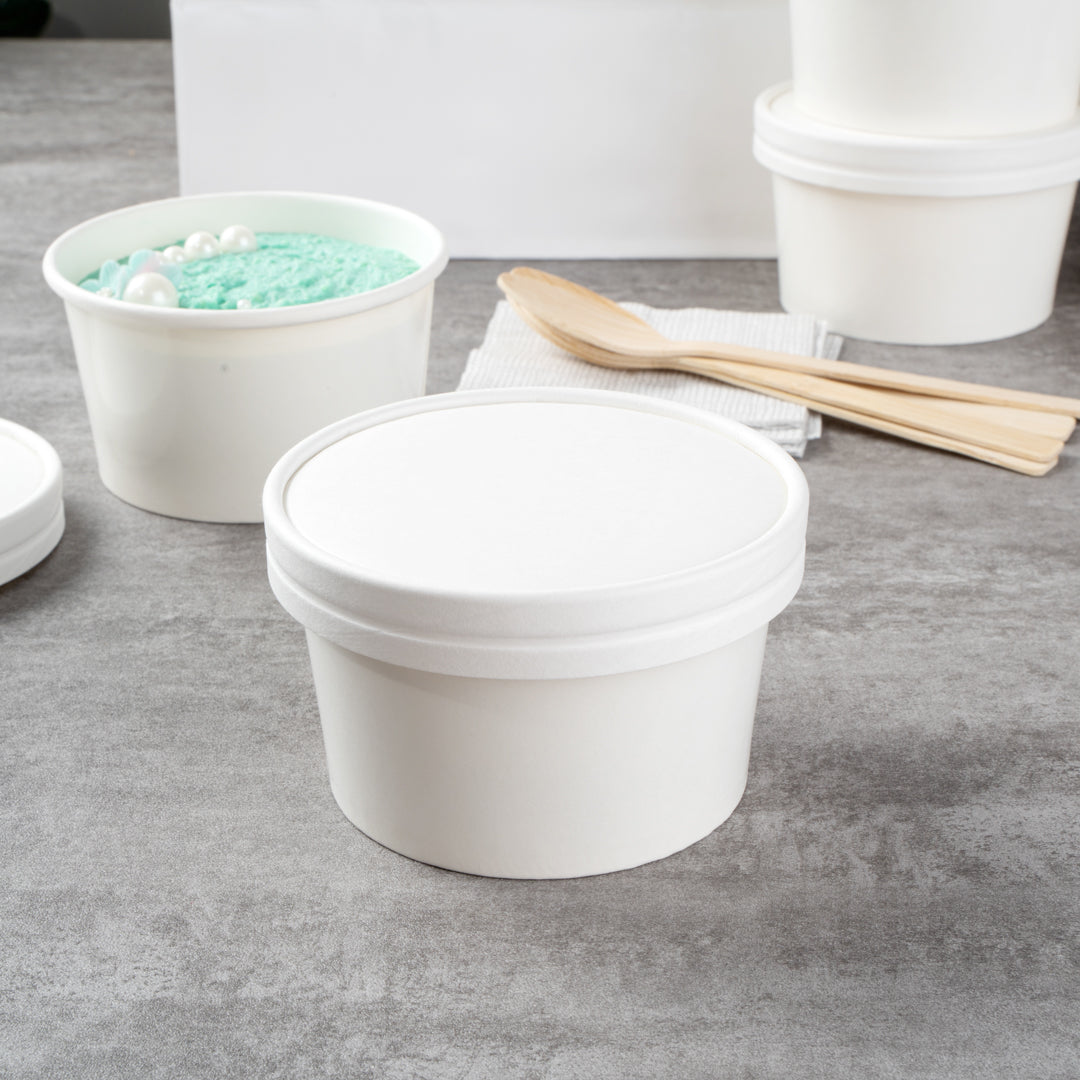 Coppetta Round White Paper To Go Cup Lid - Fits 12 oz - 50 count box