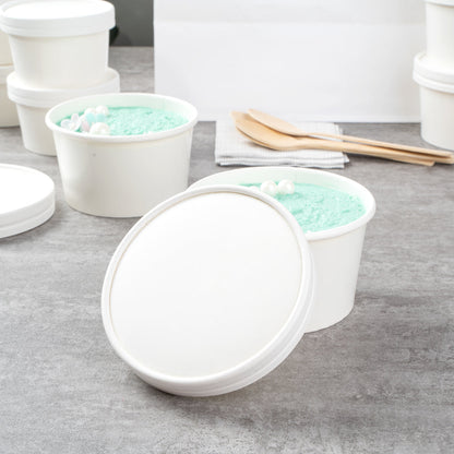 Coppetta Round White Paper To Go Cup Lid - Fits 12 oz - 50 count box