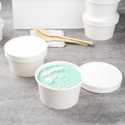 Coppetta Round White Paper To Go Cup Lid - Fits 12 oz - 50 count box