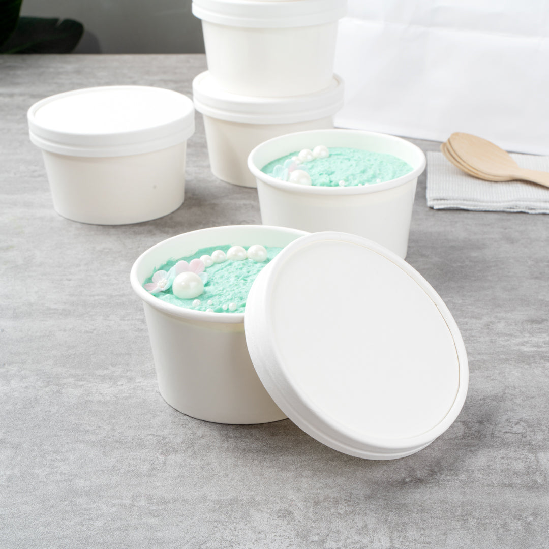 Coppetta Round White Paper To Go Cup Lid - Fits 12 oz - 200 count box