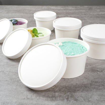 Coppetta Round White Paper To Go Cup Lid - Fits 12 oz - 200 count box
