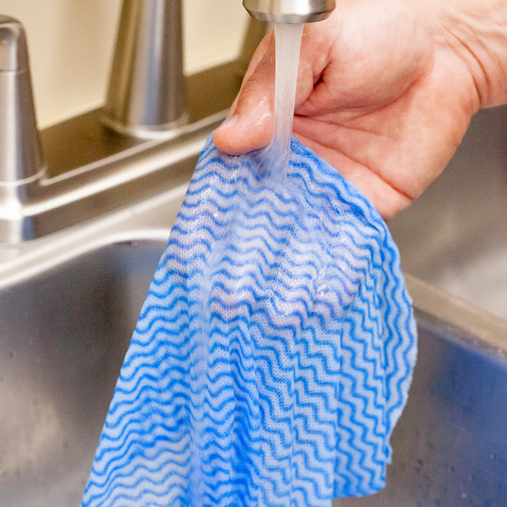 RW Clean Blue 100% Viscose All-Purpose Wipe - Biodegradable - 23 1/2" x 11 3/4" - 10 count box