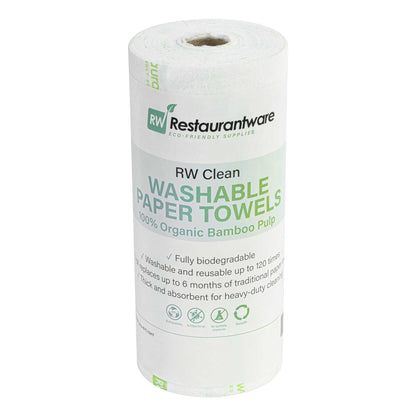 RW Clean White Bamboo Washable Paper Towel Roll - 11" x 11" - 50 Sheets x 10 Rolls