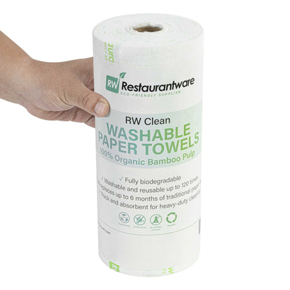 RW Clean White Bamboo Washable Paper Towel Roll - 11" x 11" - 50 Sheets x 1 Roll