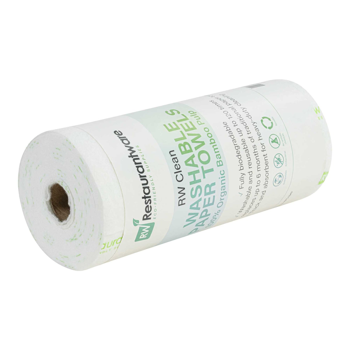 RW Clean White Bamboo Washable Paper Towel Roll - 11" x 11" - 50 Sheets x 1 Roll