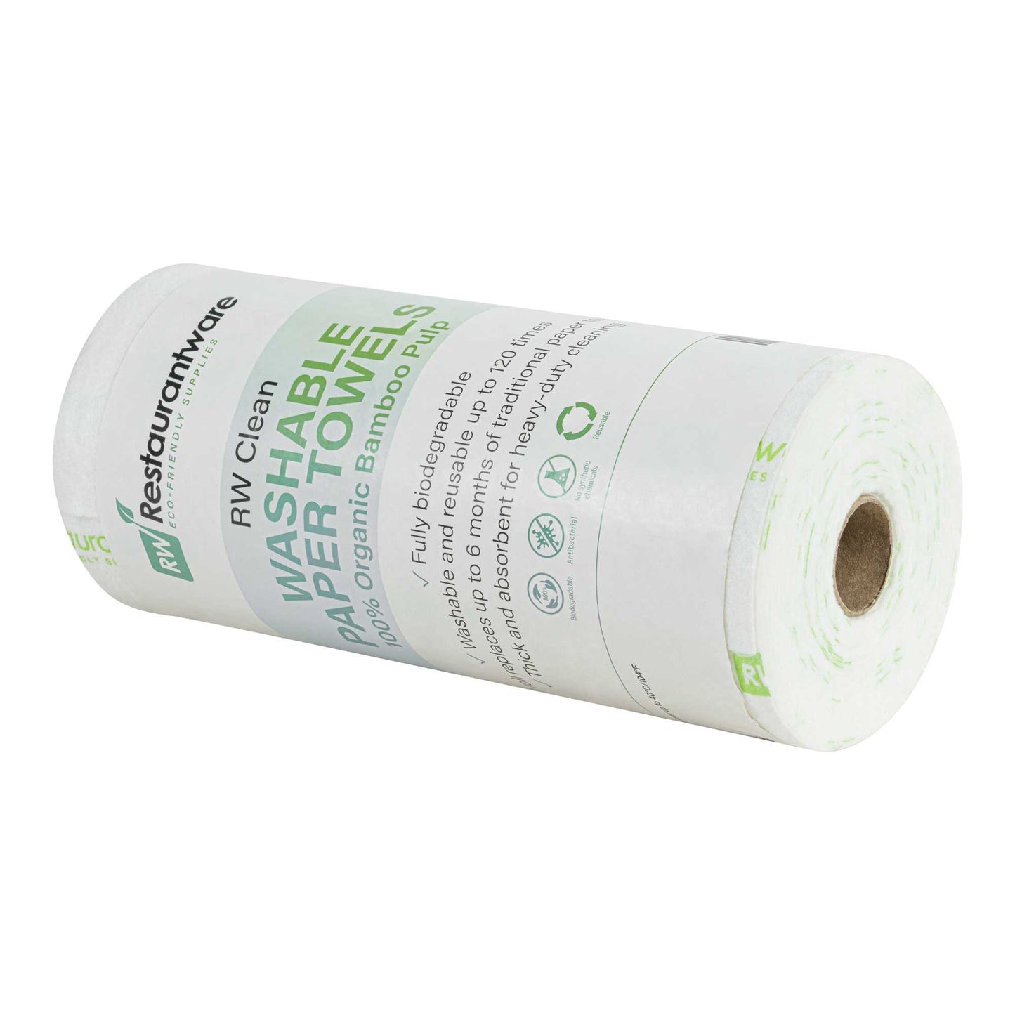 RW Clean White Bamboo Washable Paper Towel Roll - 11" x 11" - 50 Sheets x 10 Rolls