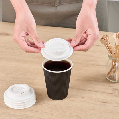 Restpresso White Sugarcane / Bagasse Coffee Cup Lid - Fits 8, 12, 16 and 20 oz, Compostable - 500 count box
