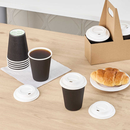 Restpresso White Sugarcane / Bagasse Coffee Cup Lid - Fits 8, 12, 16 and 20 oz, Compostable - 500 count box