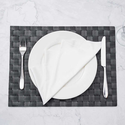 Macroweave Rectangle Black Woven Placemat - 16" x 12" - 6 count box