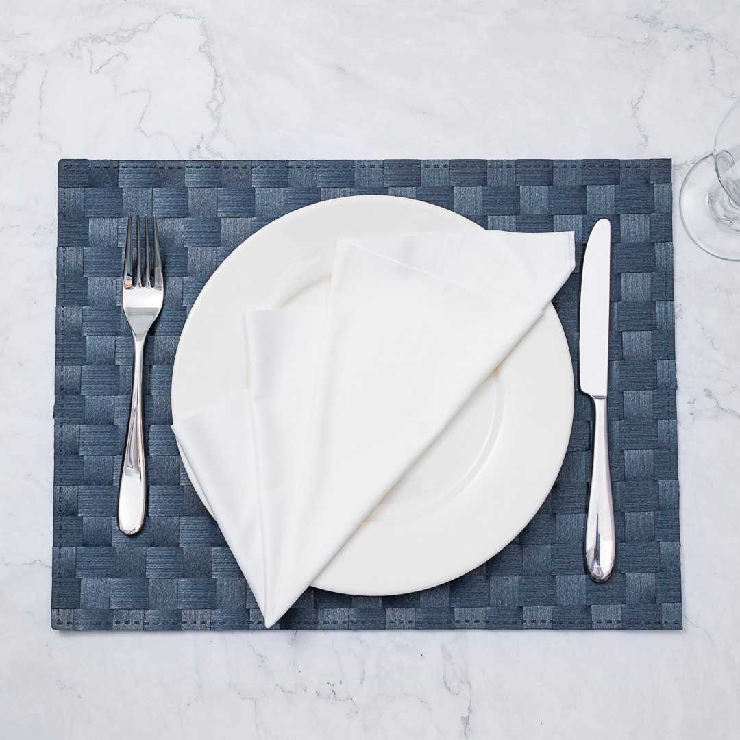 Macroweave Rectangle Navy Blue Woven Placemat - 16" x 12" - 6 count box
