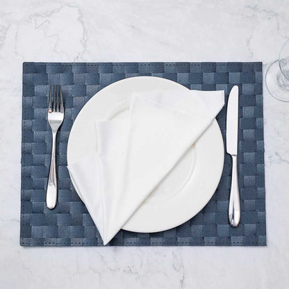 Macroweave Rectangle Navy Blue Woven Placemat - 16" x 12" - 6 count box