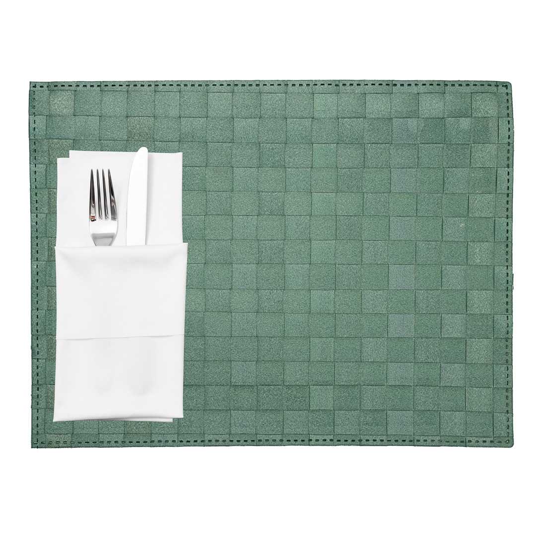 Macroweave Rectangle Green Woven Placemat - 16" x 12" - 6 count box