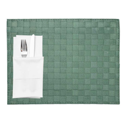 Macroweave Rectangle Green Woven Placemat - 16" x 12" - 6 count box