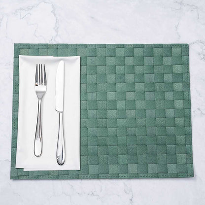 Macroweave Rectangle Green Woven Placemat - 16" x 12" - 6 count box