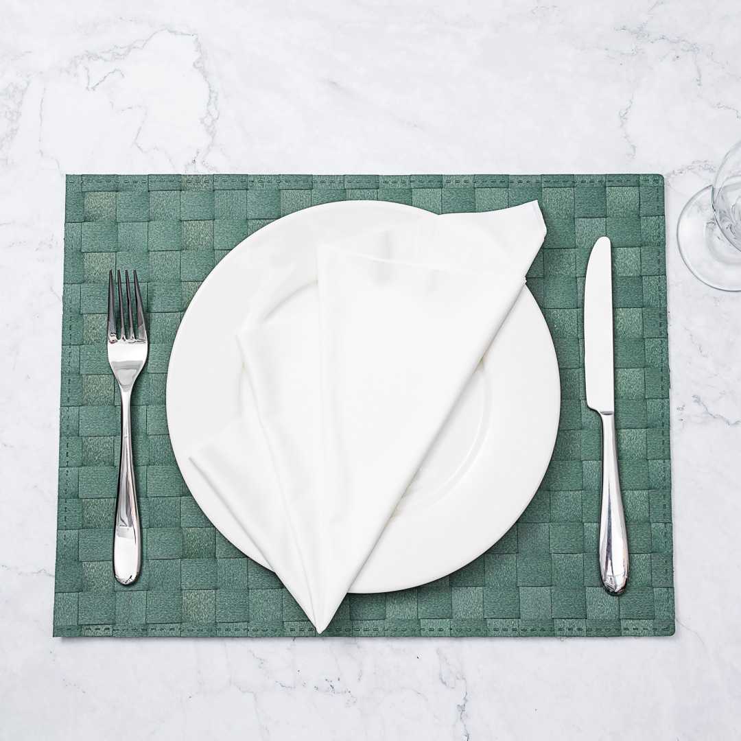 Macroweave Rectangle Green Woven Placemat - 16" x 12" - 6 count box