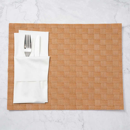 Macroweave Rectangle Gold Woven Placemat - 16" x 12" - 6 count box