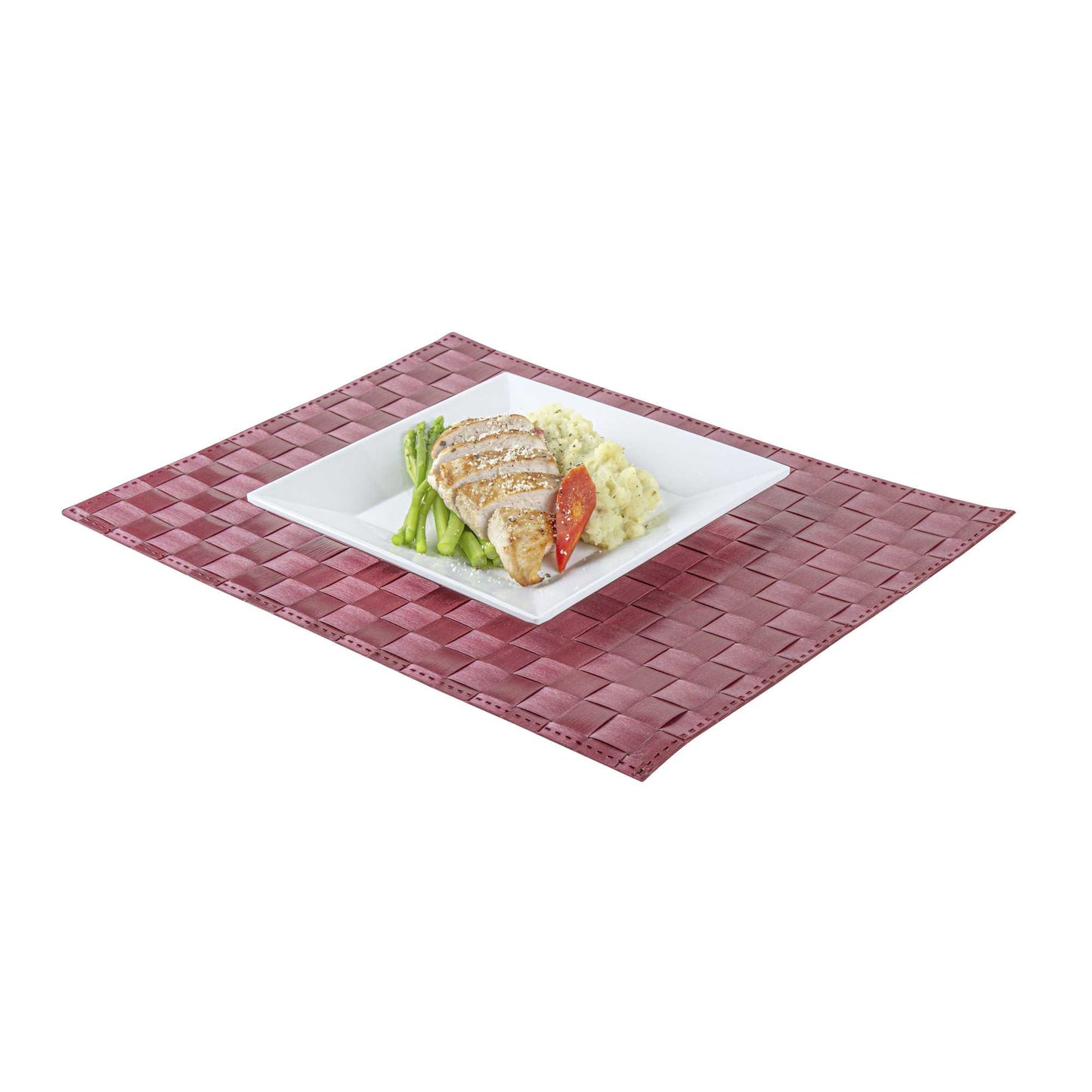 Macroweave Rectangle Red Woven Placemat - 16" x 12" - 6 count box
