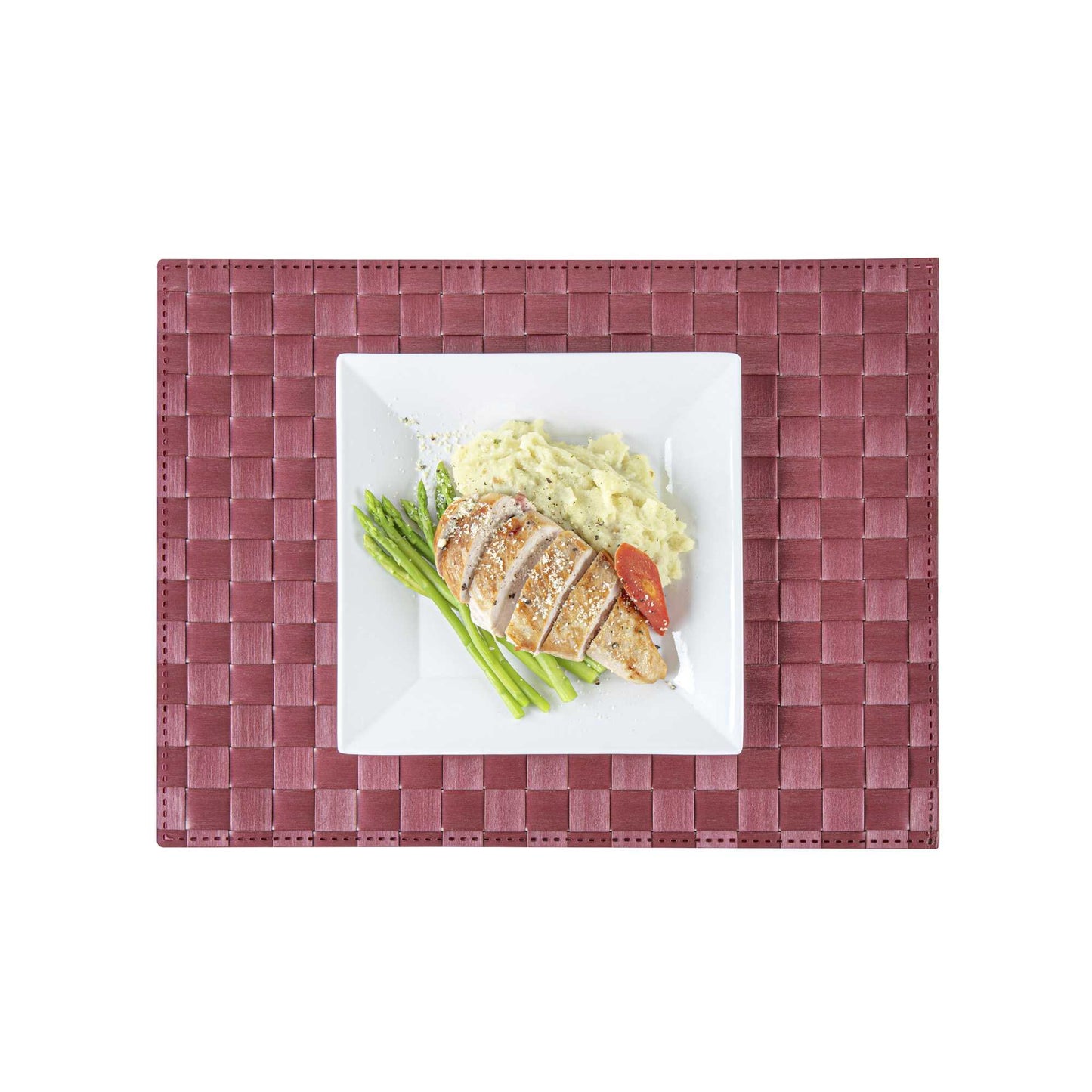 Macroweave Rectangle Red Woven Placemat - 16" x 12" - 6 count box