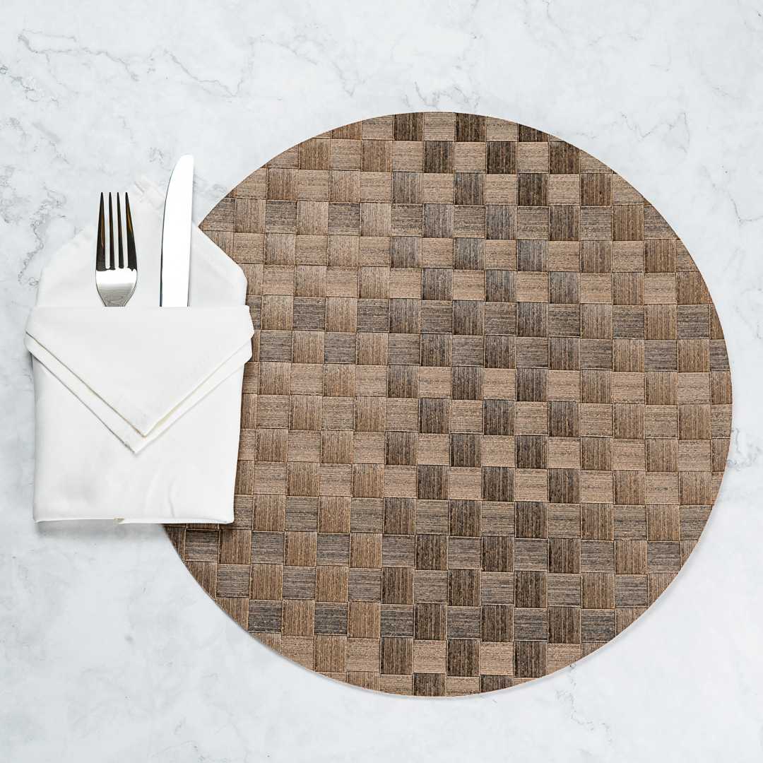Macroweave Round Brown Placemat - 15" x 15" - 6 count box