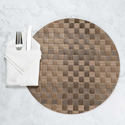 Macroweave Round Brown Placemat - 15" x 15" - 6 count box