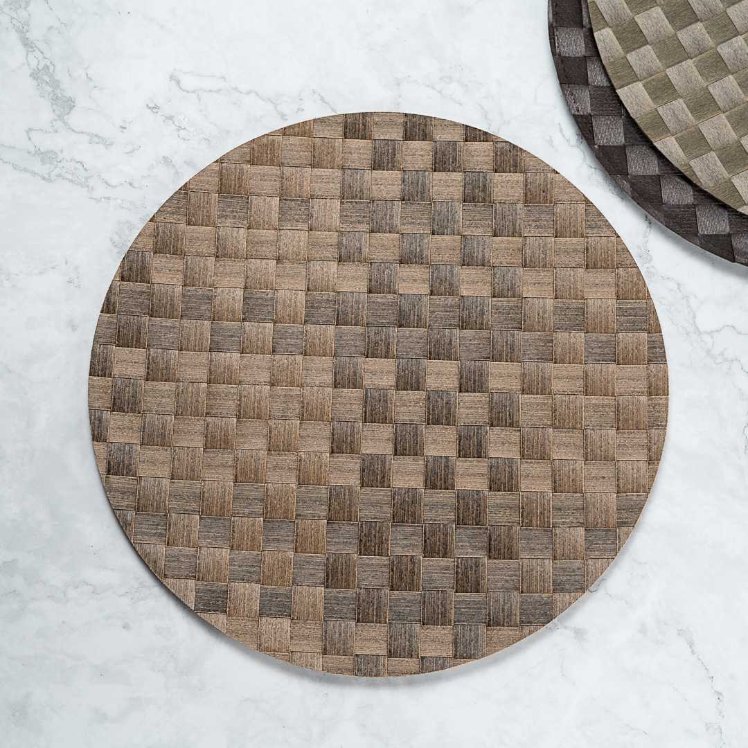 Macroweave Round Brown Placemat - 15" x 15" - 6 count box