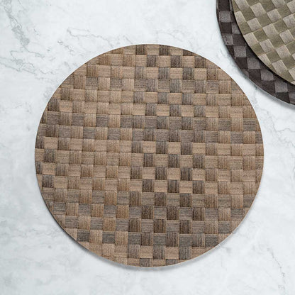 Macroweave Round Brown Placemat - 15" x 15" - 6 count box