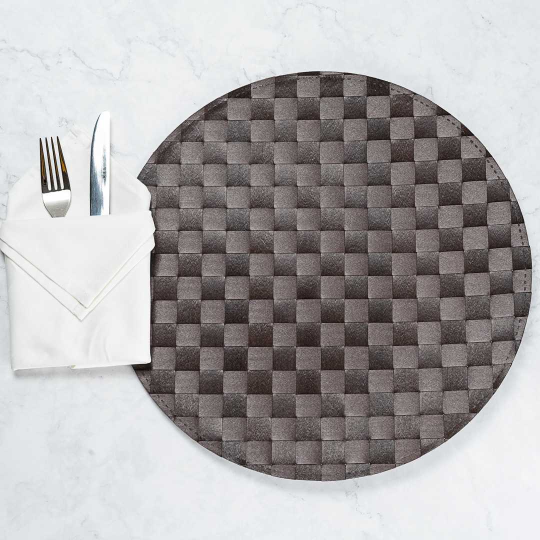 Macroweave Round Dark Brown Placemat - 15" x 15" - 6 count box