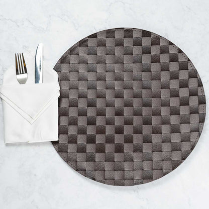 Macroweave Round Dark Brown Placemat - 15" x 15" - 6 count box