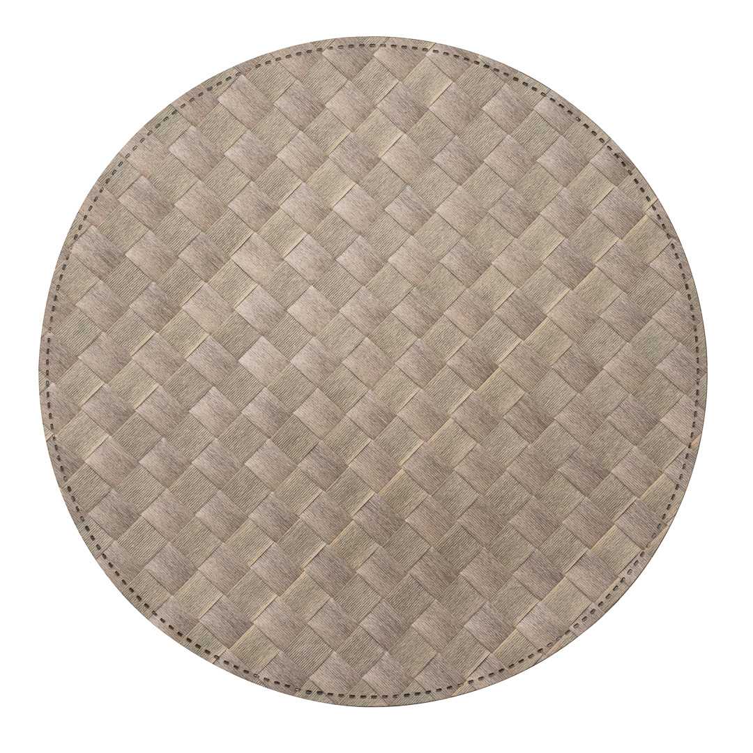 Macroweave Round Light Brown Placemat - 15" x 15" - 6 count box