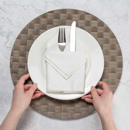 Macroweave Round Light Brown Placemat - 15" x 15" - 6 count box