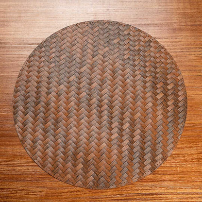 Amalfi Basketweave Woven Round Bronze Pearl Placemat - 15" x 15" - 6 count box