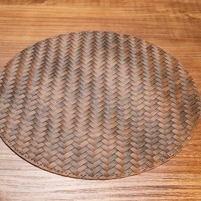 Amalfi Basketweave Woven Round Bronze Pearl Placemat - 15" x 15" - 6 count box