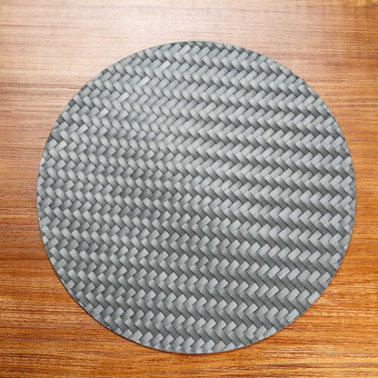 Amalfi Basketweave Woven Round Metallic Gray Pearl Placemat - 15" x 15" - 6 count box