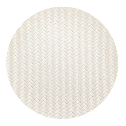 Amalfi Basketweave Woven Round White Pearl Placemat - 15" x 15" - 6 count box