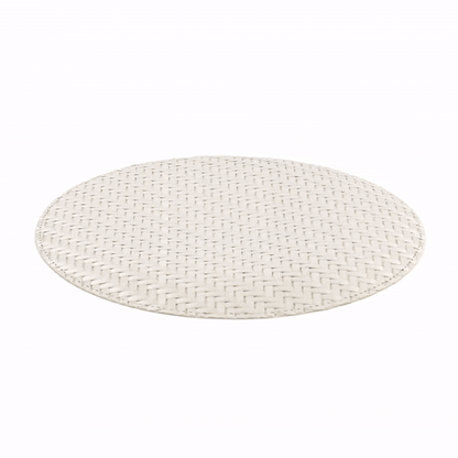 Amalfi Basketweave Woven Round White Pearl Placemat - 15" x 15" - 6 count box